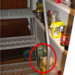 Location of plastic container on the floor