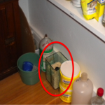 Location of plastic container on the floor